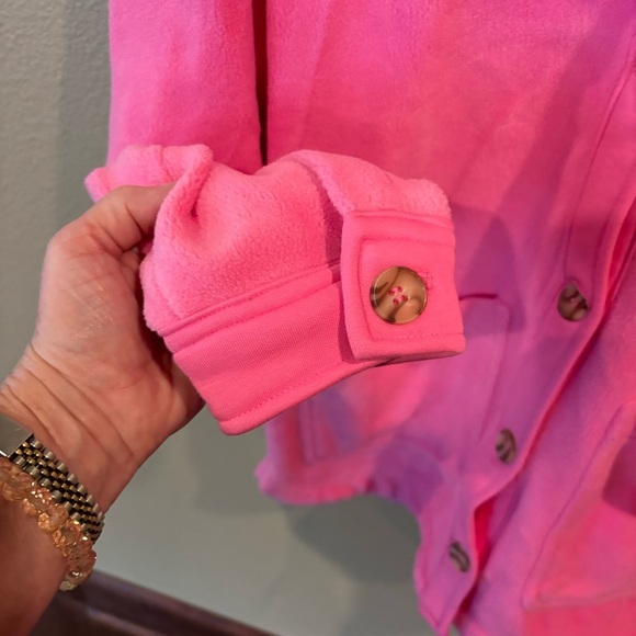 NWT Blank NYC Pink Fleece Shacket, Large, Winter Comfy Barbiecore Throw On - Picture 8 of 12